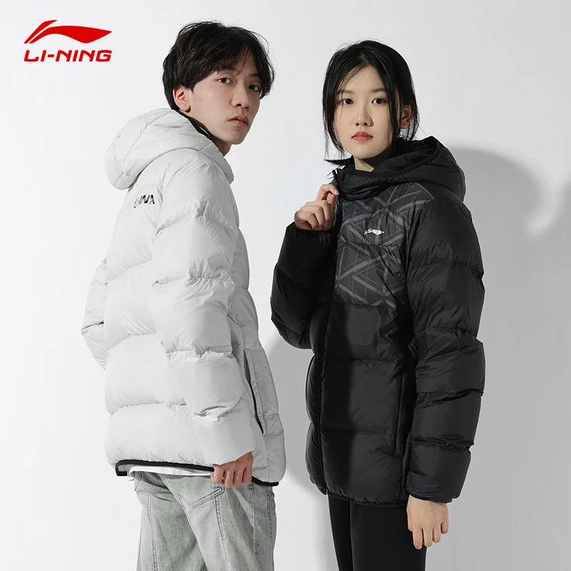 【断码清仓】李宁羽绒服情侣款冬季鸭绒保暖防风休闲短款连帽厚外套