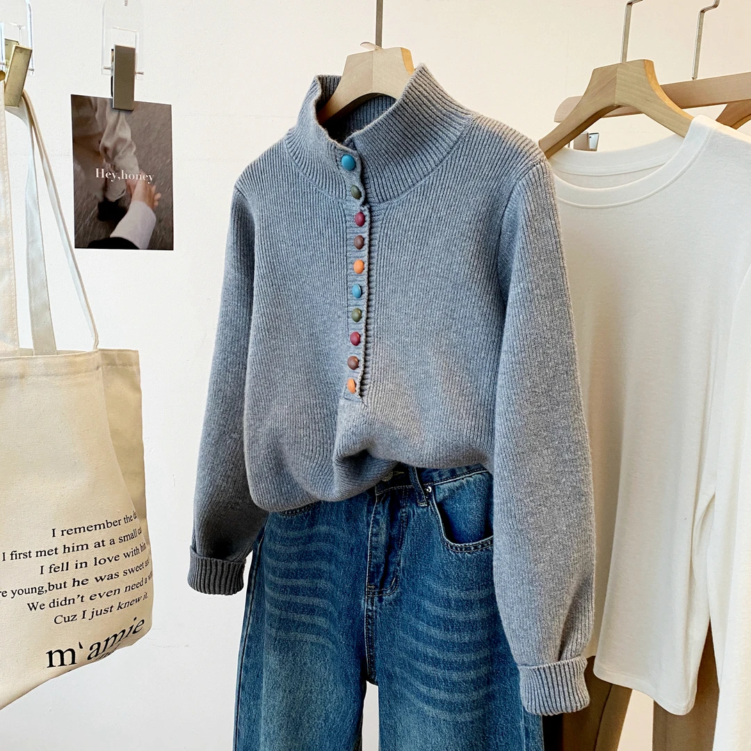 5071气质百搭毛衣针织套头女新款外搭洋气小个子上衣针织
