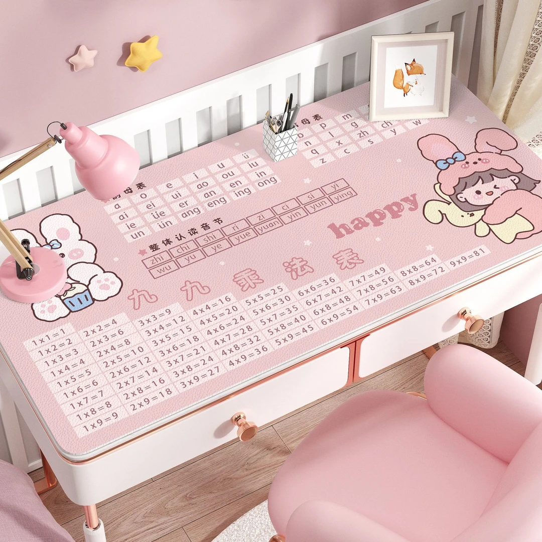 2026新款环保无味护眼卡通硅胶软皮革书桌垫子防水小学生学习桌垫