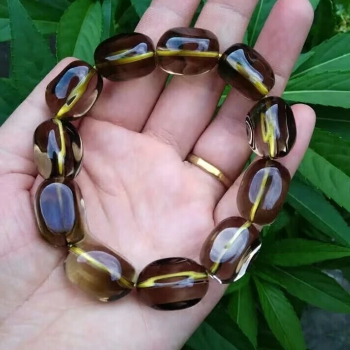 茶晶随形手链茶色水晶手串随形男款女款中性礼物天然