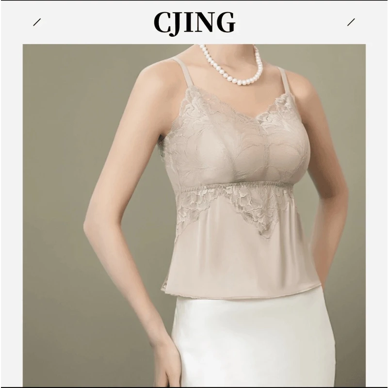 JING2024新款240007拼蕾丝吊带肤感无钢圈连体三角杯美背