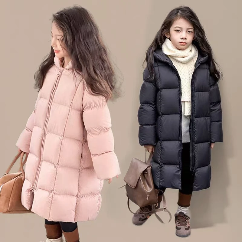 冬季超厚新款儿童羽绒服女童洋气中长款加厚中大童保暖韩版白鸭绒