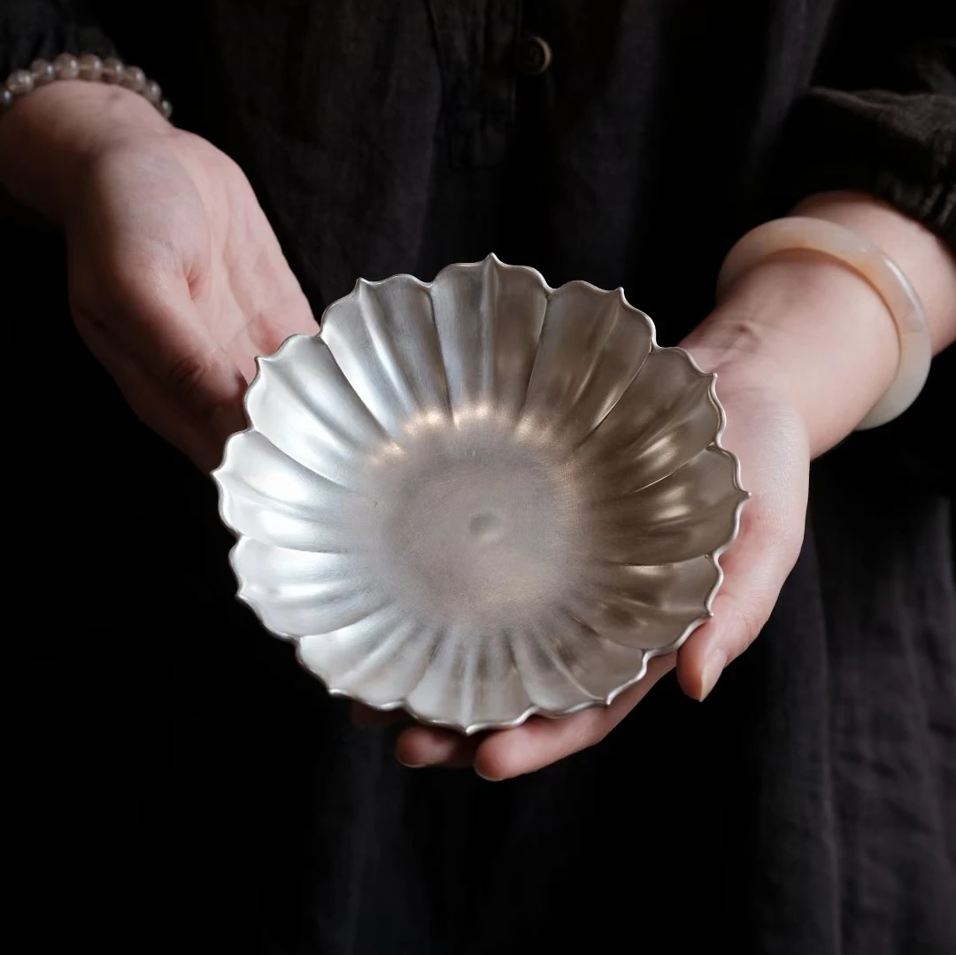 景德镇半斋造物白银花瓣壶承功夫茶具茶托银釉陶瓷茶具