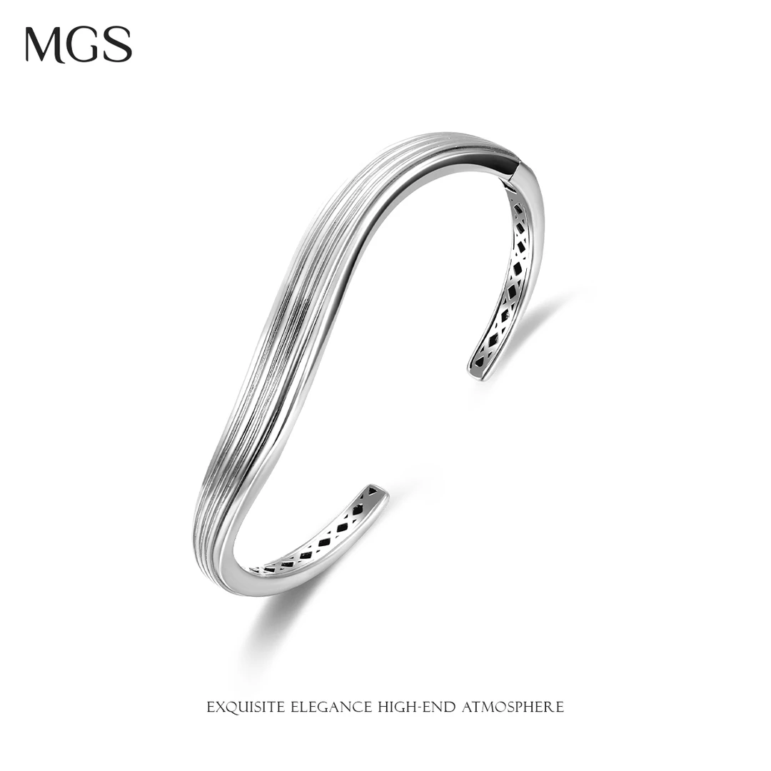 925银手镯 流金925银手镯女款镯子优雅式银手镯M0724031000