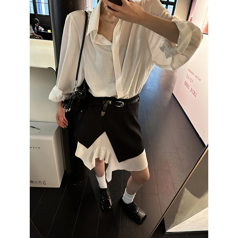 JCCC影子【艺术生】纯色拼接夏季A版短裙-JE4LSQ10