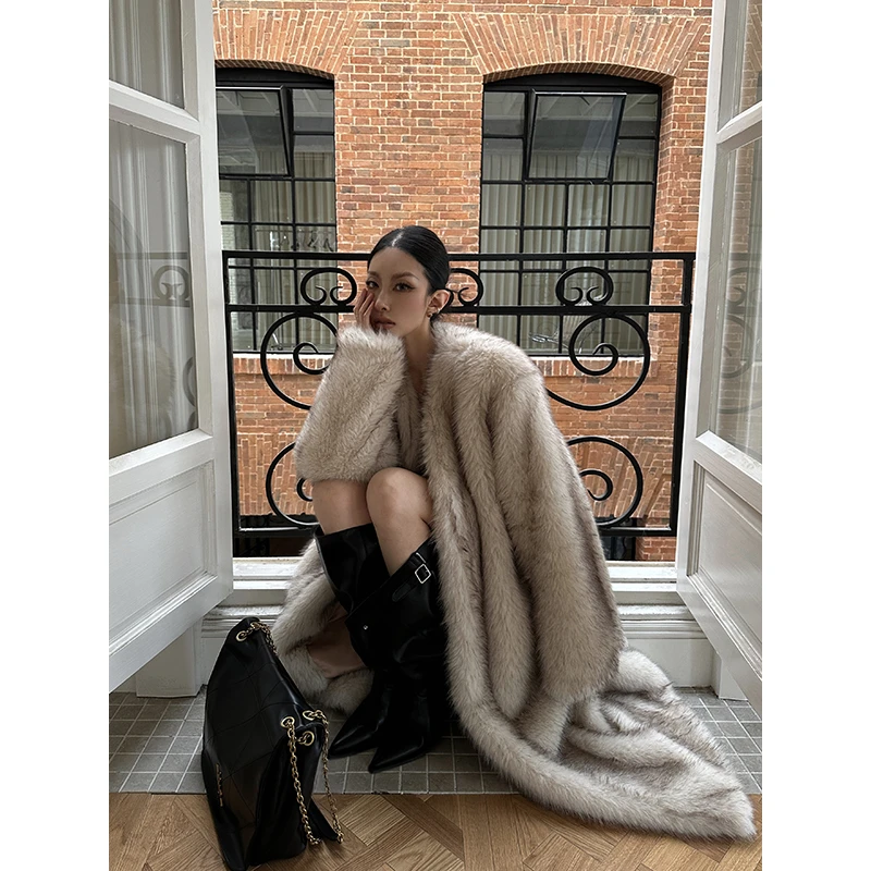 JCCC影子【解放天性】贵妇米色毛毛气质中长款大衣JE4GMW11