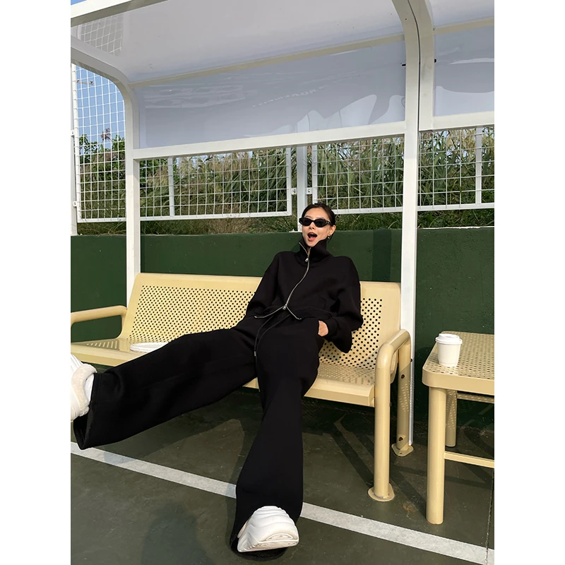 JCCC影子【黑影】双开头拉链短款卫衣休闲裤套装JE4FAZ12