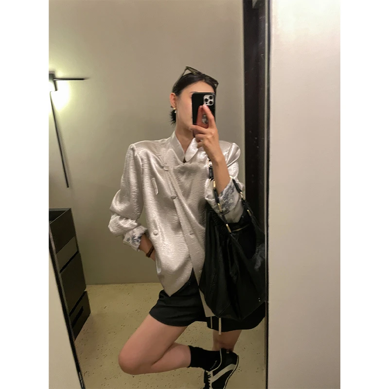 JCCC影子【银客松】轻中式重工银色西装外套JE4LSE10