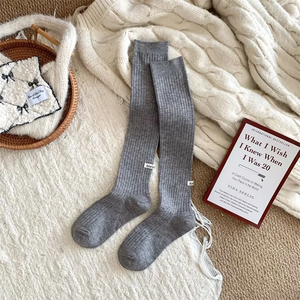 JCCC影子 老钱羊毛堆堆袜后跟布标保暖双坑条小腿袜JE4IXA10