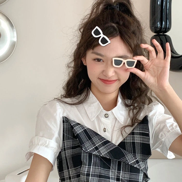 秀藏创意墨镜发夹可爱卖萌刘海夹搞怪自拍边夹碎发夹子百搭发卡日