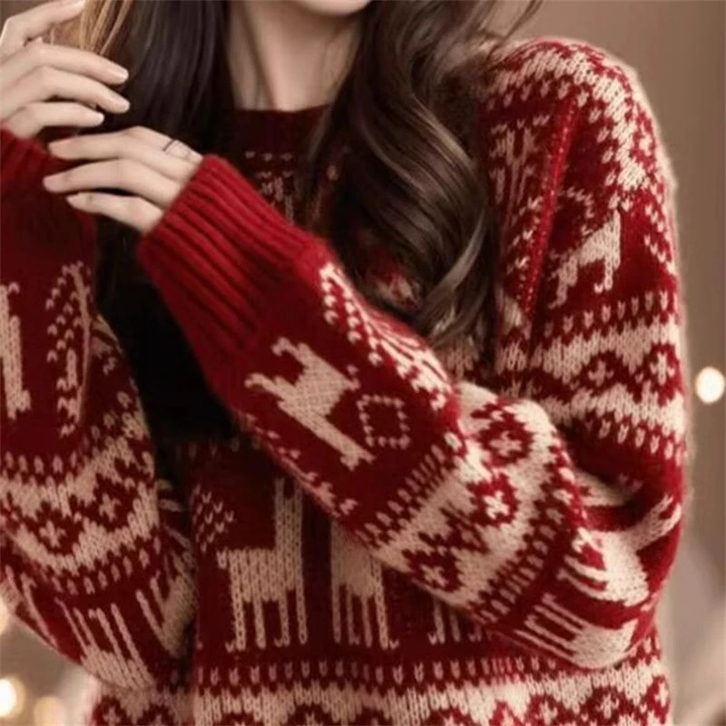 过新年红色毛衣女冬季加厚长袖内搭上衣本命衣服慵懒风打底针织衫