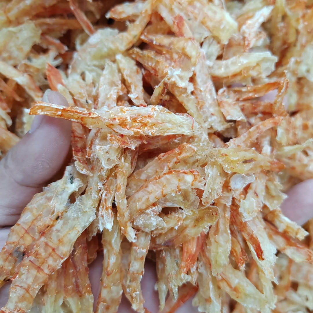 【卢虾肉】广东汕尾港就船晒明虾条红虾条纯肉全淡足干潮汕炒菜煮粥