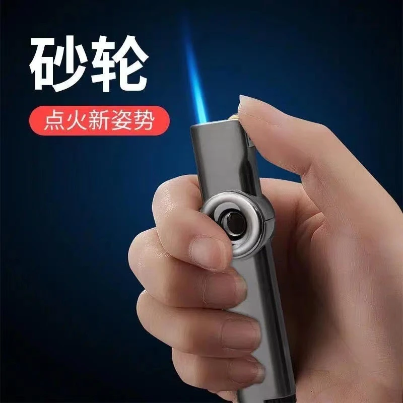 奥麦砂轮打火机蓝色火焰充气防风火机创意迷你小巧精致礼物送男友