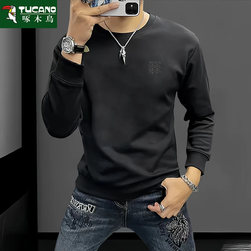 2024重磅卫衣男士潮牌情侣圆领休闲时尚百搭加绒运动套头上衣外套