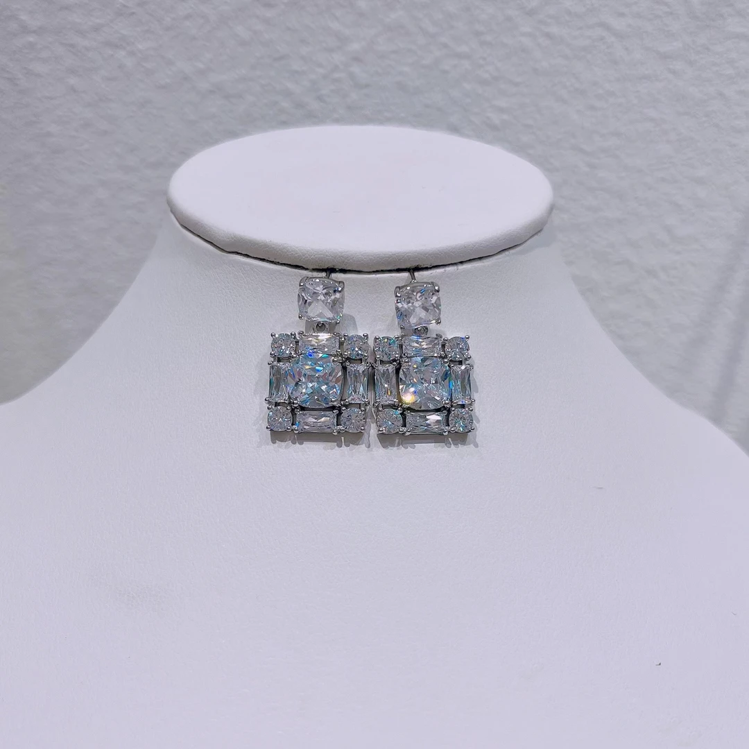 合金合成锆石耳饰 2674时尚精致轻奢闪耀气质耳环