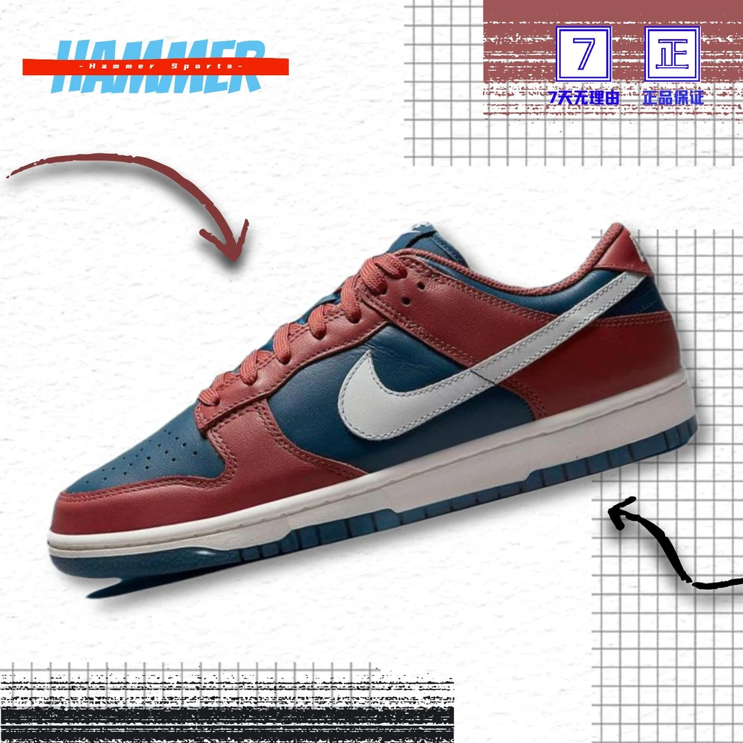 Nike Dunk Low 蓝红 低帮 复古低帮运动休闲板鞋 DD1503-602