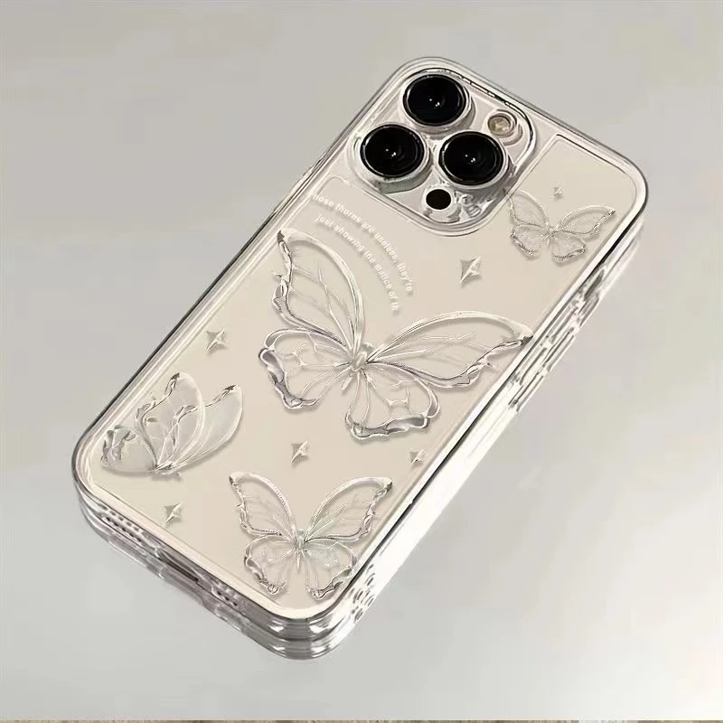 蝴蝶iPhone15苹果卡通手机壳14promax软胶13pro透明12/11软壳