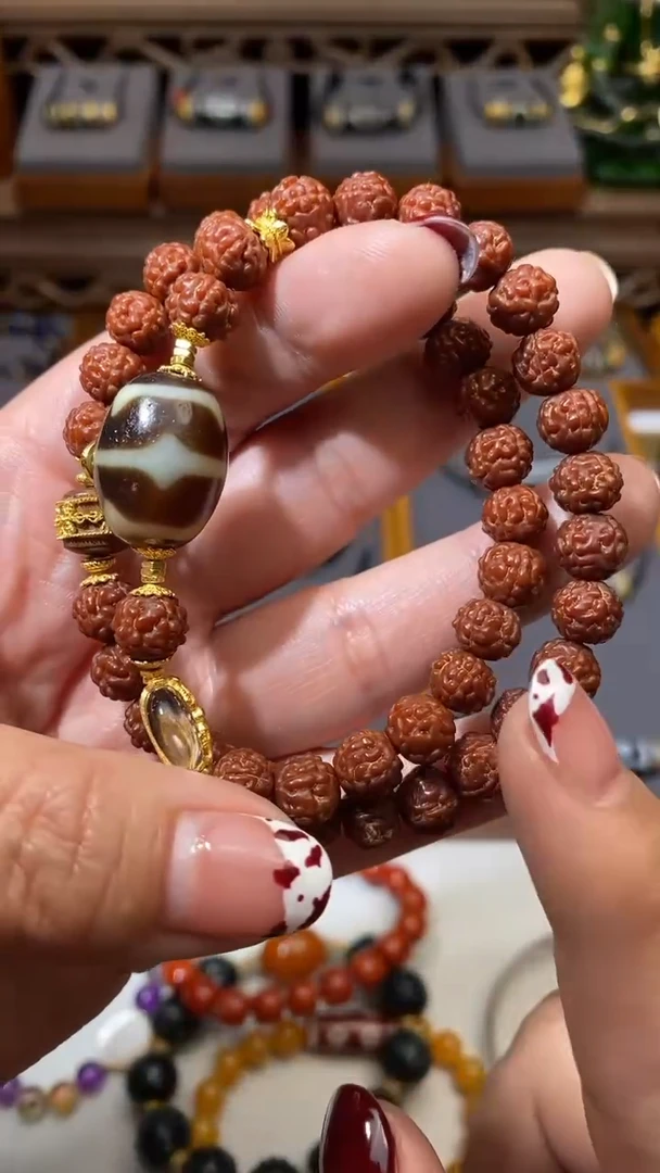 【闪购商品】玛瑙/玉髓颈饰未镶嵌A25603多样性-双牙牙菩提双圈