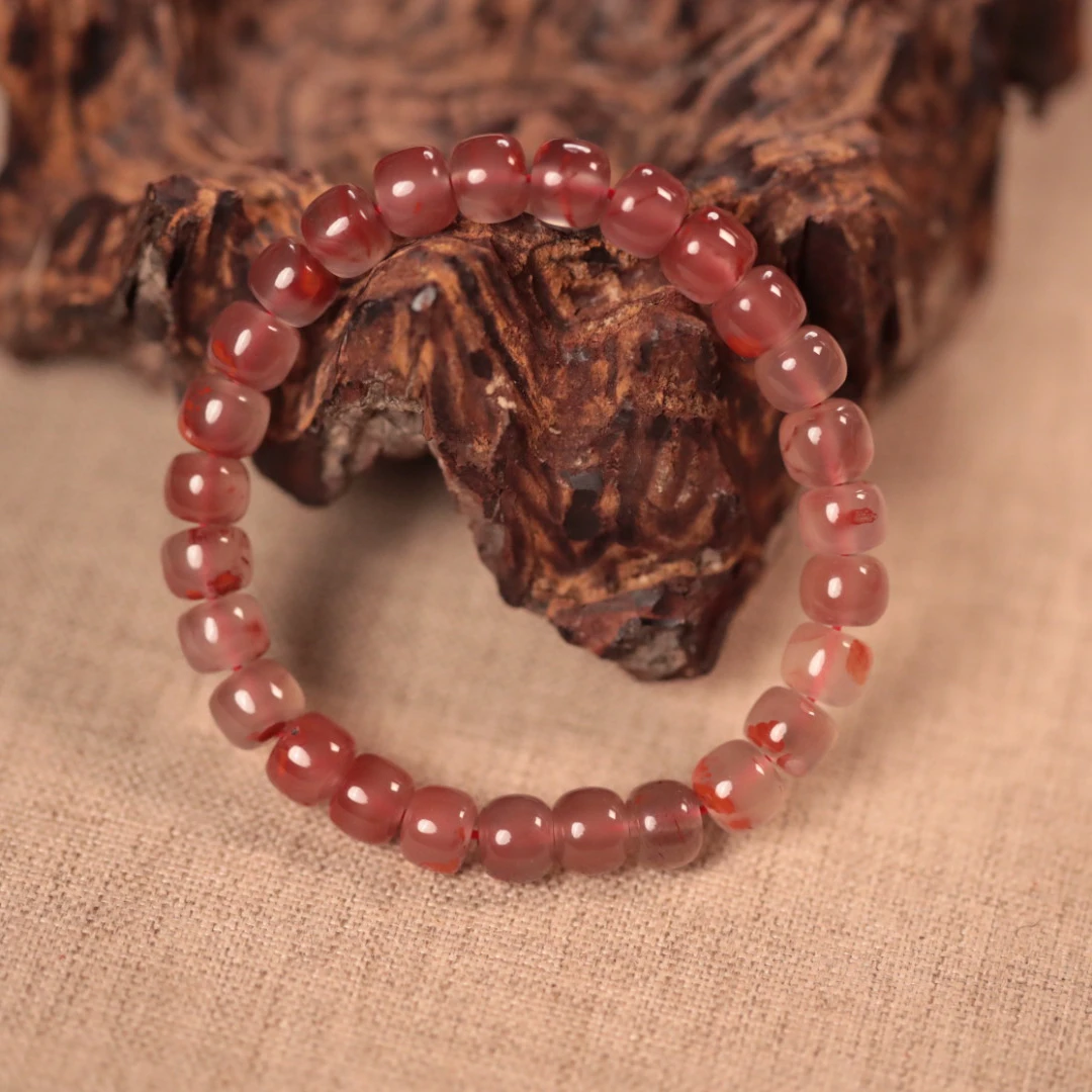 南红玛瑙冰飘7mm+老型单圈