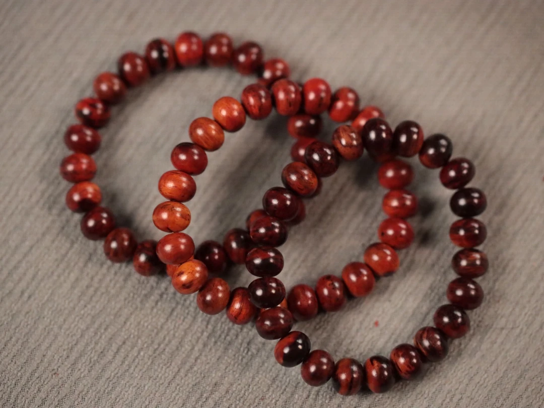 降真香 红降8x10mm【算盘珠】单圈手串特价多样性随机一串