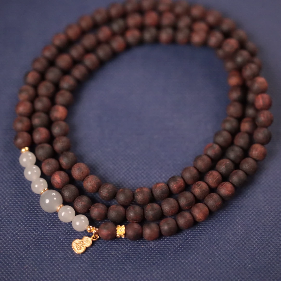 缅甸小叶降真香 0.6x108颗软油【烟灰紫】多圈木带宝手串