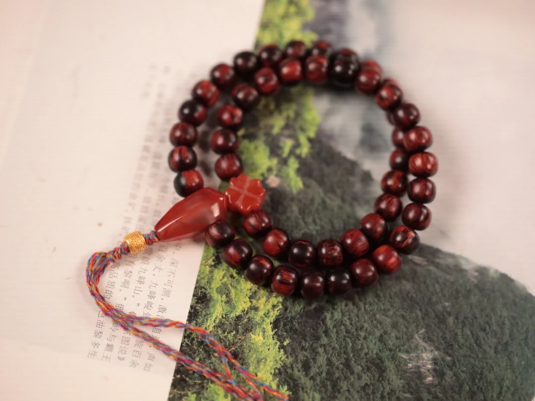 降真香 红降7x8mm【四叶草】双圈木带宝手串