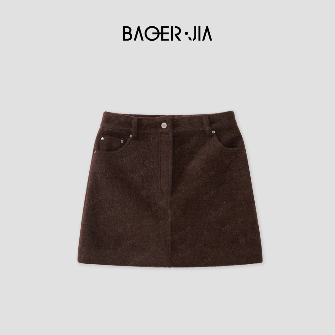 8-宝儿家BD05223411冬季新款时尚休闲百搭羊毛短款纯色针织半身裙