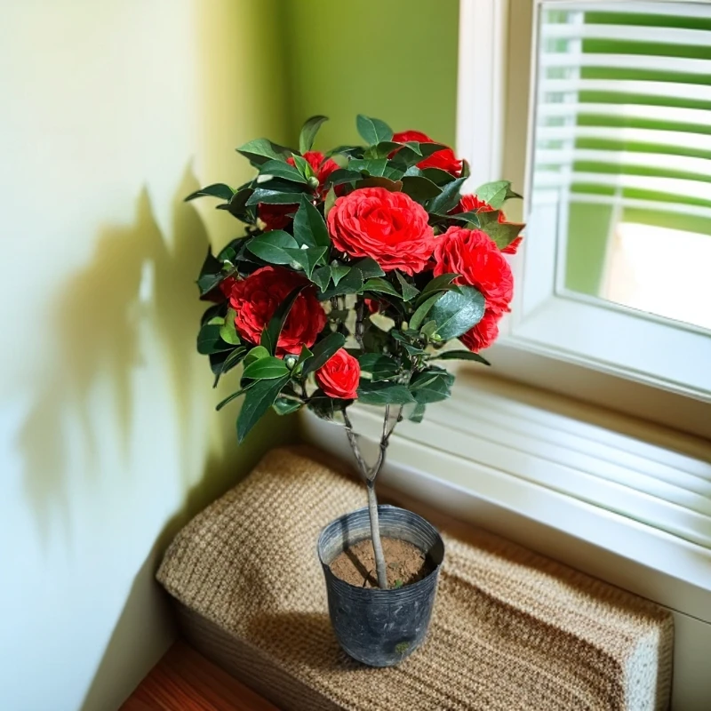 【六角大红/红赤丹】带花苞/包对版 室内庭院桌面茶花花卉绿植