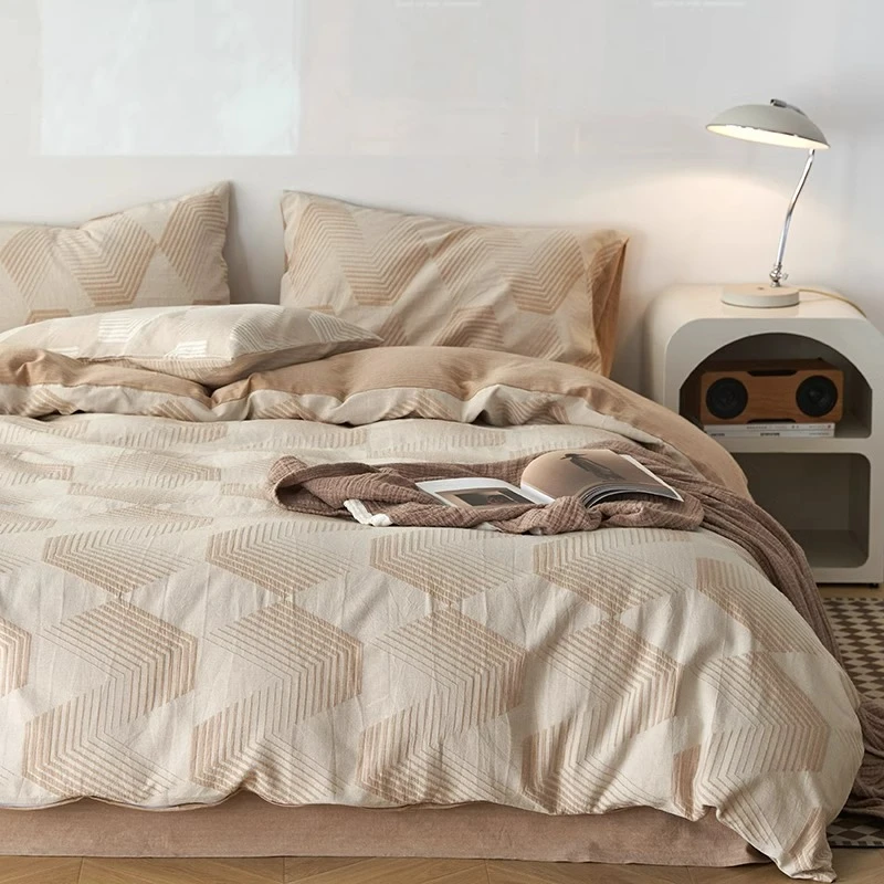 极简侘寂风丨提花四件套2024新款全棉纯棉床单被套轻奢高级感床品