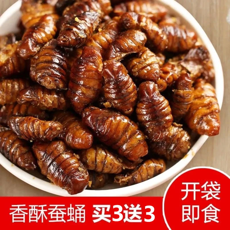 山东淄博即食香酥蚕蛹水煮油炸麻辣蚕蛹蚕蛹开袋即食香酥零食蜂蛹