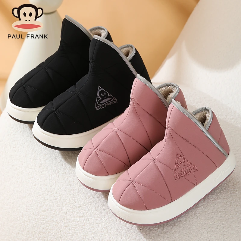 防水毛线拖鞋草鞋加绒冬天大嘴猴冬厚底家居棉鞋EVA底加绒防滑