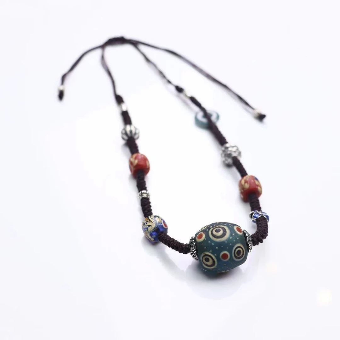 吊坠925银 原创设计款编织民族风时尚女款项链毛衣链颈饰