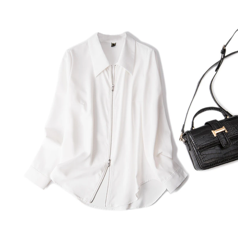 清61001大码女装2025春季新款时尚简约开衫衬衣休闲百搭显瘦衬衫