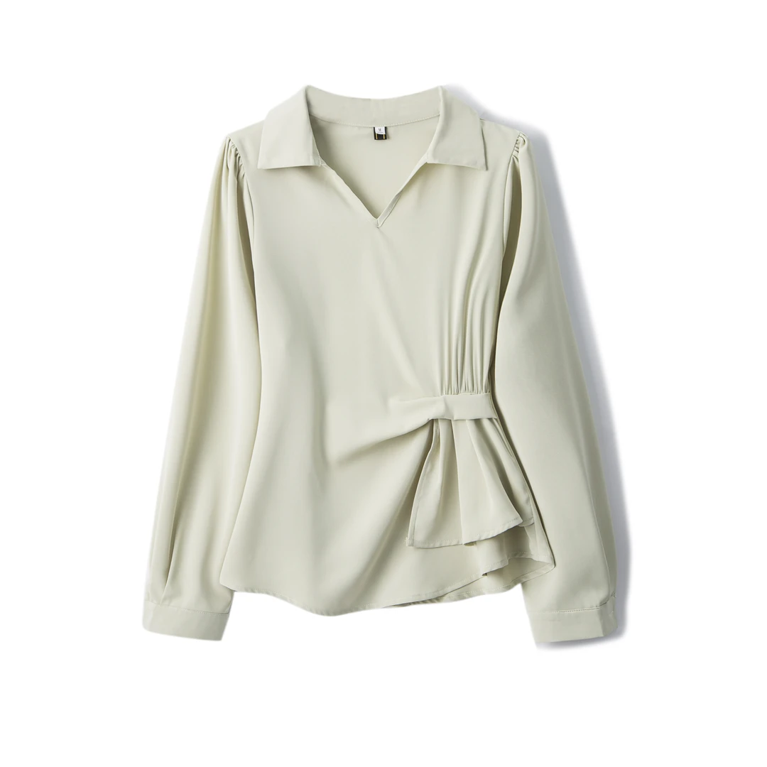 2025春季新款法式气质衬衣胖mm大码女收腰显瘦内搭小衫上衣63491