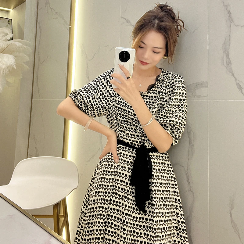 【C魅甄选】12832清大码女装夏季新款法式优雅气质收腰显瘦连衣裙女