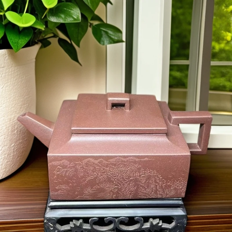 宜兴原矿紫泥方山逸士紫砂壶