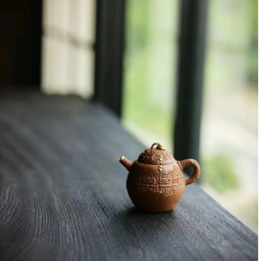 李坤手捏降坡泥泡茶壶 金钉全手工小容量独孔75ml