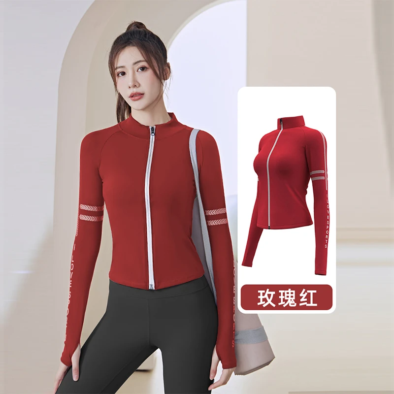 春夏健身外套女弹力紧身服速干透气上衣长袖跑步运动修身瑜伽服
