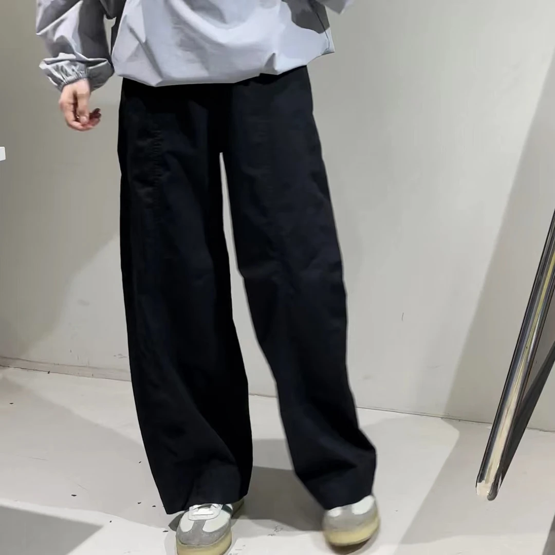 大直筒拼接2/3松紧腰休闲裤