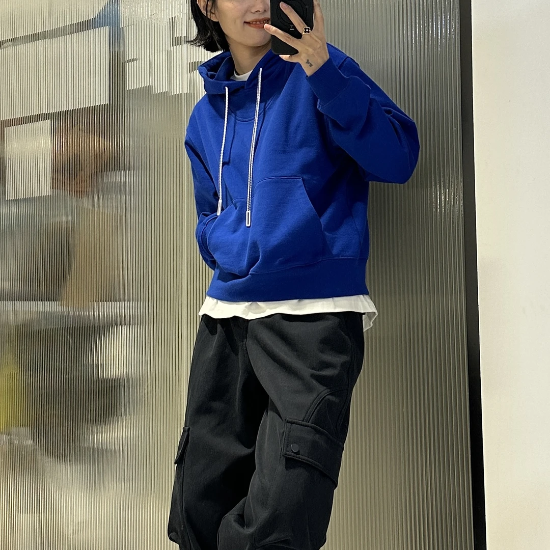 克莱因蓝抽绳连帽卫衣