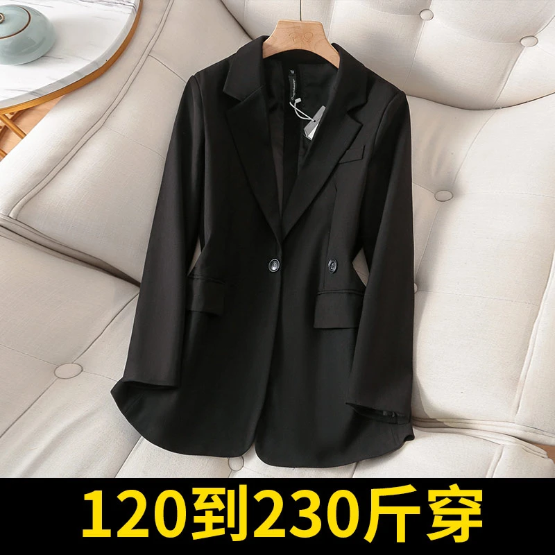 2024春装加大码西装外套女休闲宽松胖MM显瘦西服200斤职场上衣潮