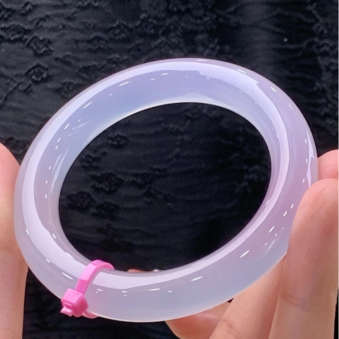 天然玉髓冰透紫罗兰手镯水润冰透圆条手镯