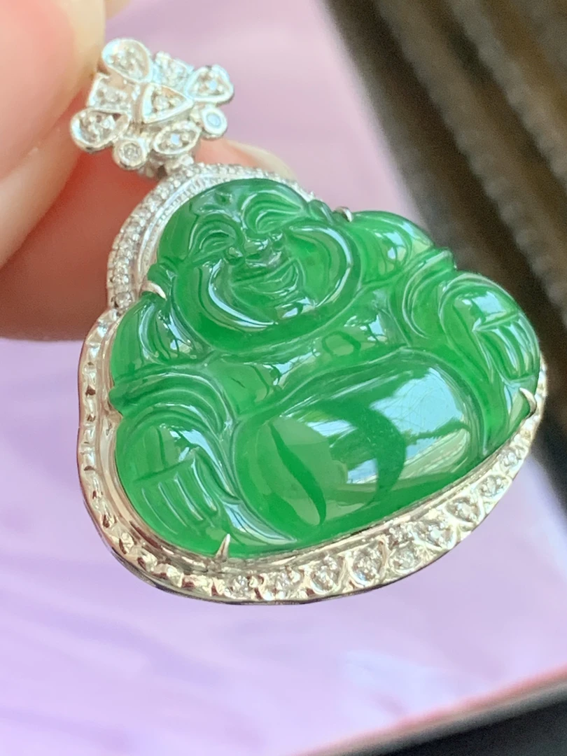 18K满绿佛公吊坠