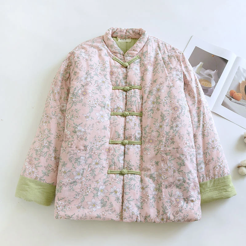 纯棉花棉衣女士冬装 妈妈加厚保暖短款棉袄 中老年人外穿棉服