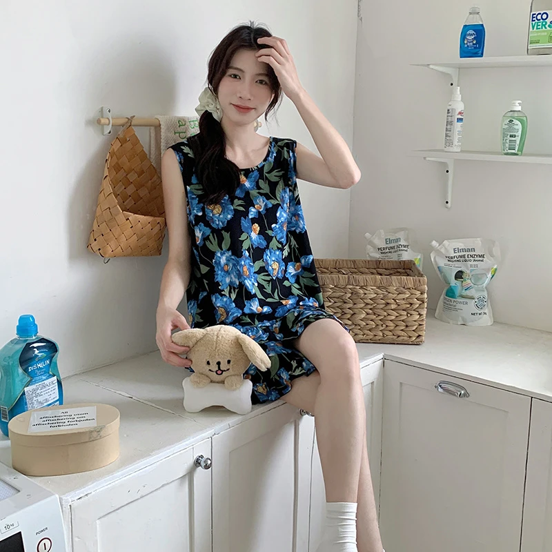 2024年新款棉绸睡衣女夏季超薄背心短裤日系人造棉无袖套装凉快