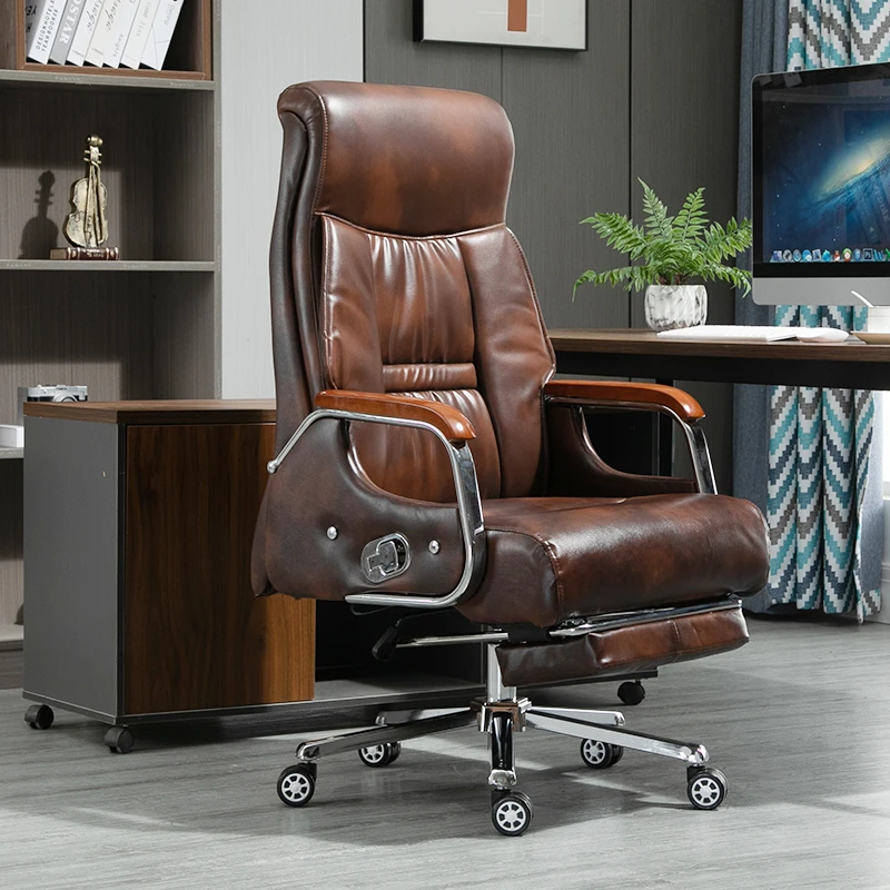wanghaiyu/望海宇真皮老板椅可躺办公椅按摩大班椅电脑椅家用转椅