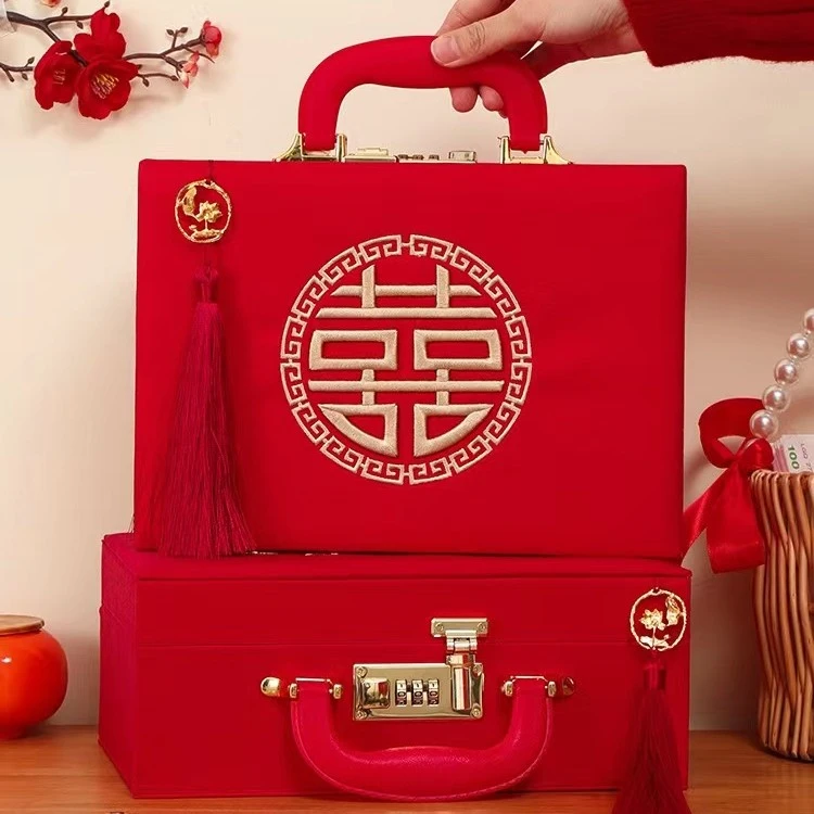 礼金箱中式刺绣6-30万手提立体精致结实大气五金耐用订婚