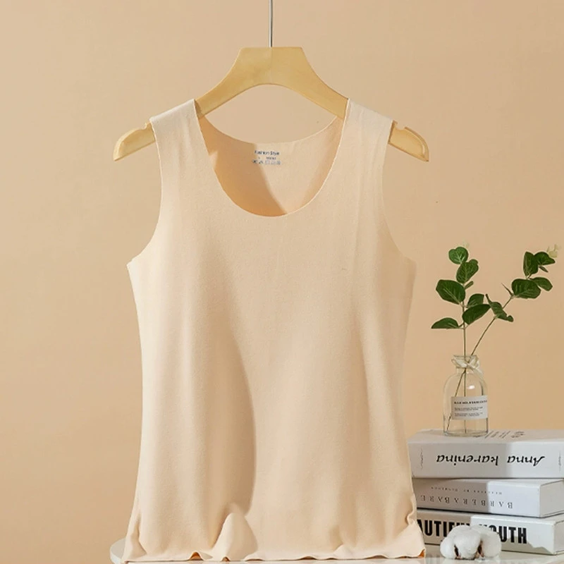 无痕保暖背心女秋冬季加绒男加厚加绒吊带棉内衣打底内穿内搭大码