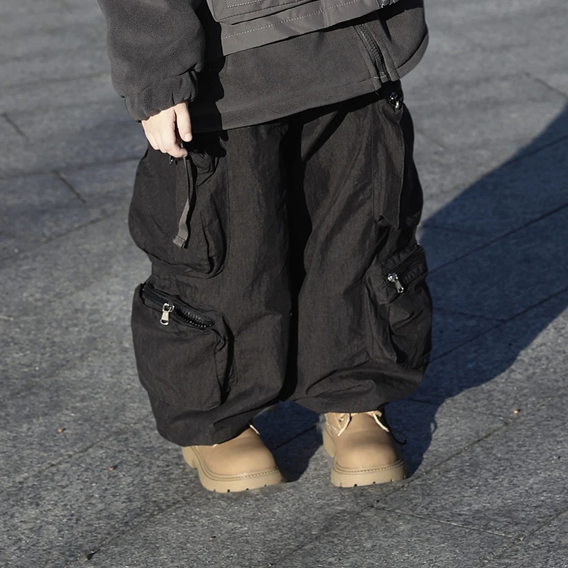 【现货】Jimmy妈童装 裤脚抽绳冬季双层加绒轻便多口袋工装裤休闲裤