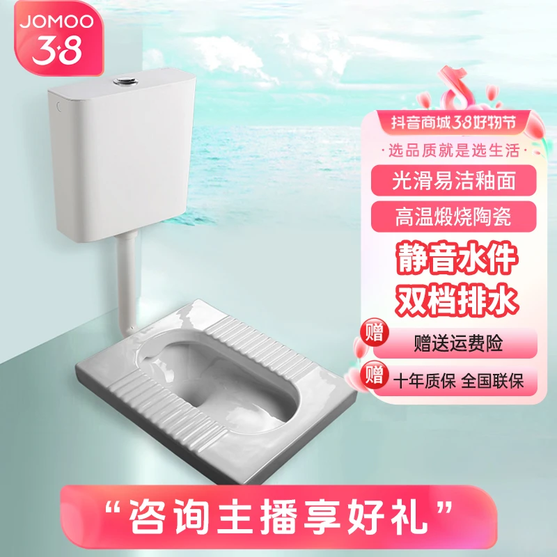 JOMOO/九牧组合静音大冲力套装双档节水水箱防臭家用蹲便器蹲厕
